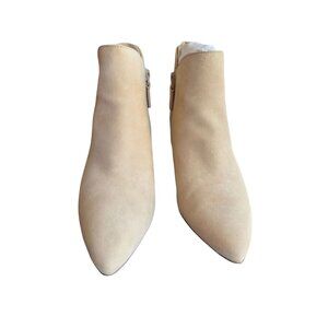 Cole Haan Beige Suede Block Heel Ankle Boots Size 7B